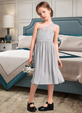 Kaitlin A-Line One-Shoulder Knee-Length Chiffon Lace Junior Bridesmaid Dress STIP0013571