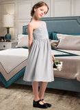 Kaitlin A-Line One-Shoulder Knee-Length Chiffon Lace Junior Bridesmaid Dress STIP0013571