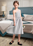 Kaitlin A-Line One-Shoulder Knee-Length Chiffon Lace Junior Bridesmaid Dress STIP0013571