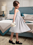 Kaitlin A-Line One-Shoulder Knee-Length Chiffon Lace Junior Bridesmaid Dress STIP0013571