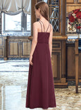 Cheyanne A-Line V-neck Floor-Length Chiffon Junior Bridesmaid Dress STIP0013577