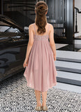 Mallory A-Line Square Neckline Asymmetrical Chiffon Lace Junior Bridesmaid Dress STIP0013580