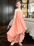 Nadia A-Line Sweetheart Asymmetrical Chiffon Junior Bridesmaid Dress With Ruffle Flower(s) STIP0013587