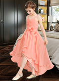 Nadia A-Line Sweetheart Asymmetrical Chiffon Junior Bridesmaid Dress With Ruffle Flower(s) STIP0013587