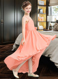 Nadia A-Line Sweetheart Asymmetrical Chiffon Junior Bridesmaid Dress With Ruffle Flower(s) STIP0013587