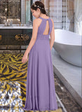 Justice A-Line Scoop Neck Floor-Length Chiffon Junior Bridesmaid Dress With Ruffle STIP0013588