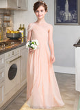 Minnie A-Line One-Shoulder Floor-Length Chiffon Junior Bridesmaid Dress With Ruffle STIP0013594