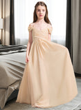 Briana A-Line Off-the-Shoulder Floor-Length Chiffon Junior Bridesmaid Dress With Ruffle STIP0013595