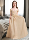 Briana A-Line Off-the-Shoulder Floor-Length Chiffon Junior Bridesmaid Dress With Ruffle STIP0013595