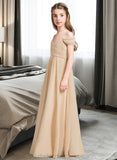 Briana A-Line Off-the-Shoulder Floor-Length Chiffon Junior Bridesmaid Dress With Ruffle STIP0013595