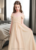 Briana A-Line Off-the-Shoulder Floor-Length Chiffon Junior Bridesmaid Dress With Ruffle STIP0013595