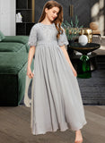 Danielle A-LineScoopNeckFloor-LengthChiffonLaceJuniorBridesmaidDress#253700 STIP0013602