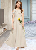 Kaliyah A-Line V-neck Floor-Length Chiffon Junior Bridesmaid Dress With Cascading Ruffles STIP0013603