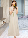 Kaliyah A-Line V-neck Floor-Length Chiffon Junior Bridesmaid Dress With Cascading Ruffles STIP0013603