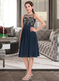 Maria A-Line Scoop Neck Knee-Length Chiffon Junior Bridesmaid Dress STIP0013614