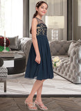 Maria A-Line Scoop Neck Knee-Length Chiffon Junior Bridesmaid Dress STIP0013614