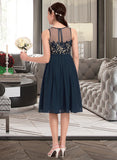 Maria A-Line Scoop Neck Knee-Length Chiffon Junior Bridesmaid Dress STIP0013614