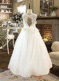 Danielle Ball-Gown/PrincessScoopNeckFloor-LengthTulleJuniorBridesmaidDressWithSashBeading#136423 STIP0013615