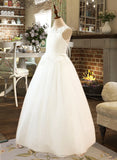 Danielle Ball-Gown/PrincessScoopNeckFloor-LengthTulleJuniorBridesmaidDressWithSashBeading#136423 STIP0013615