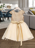 Tanya A-Line Scoop Neck Knee-Length Tulle Junior Bridesmaid Dress With Sash STIP0013617