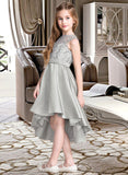 Janelle A-Line Scoop Neck Asymmetrical Satin Junior Bridesmaid Dress STIP0013618