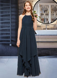 Piper A-Line Scoop Neck Floor-Length Chiffon Junior Bridesmaid Dress With Cascading Ruffles STIP0013622