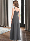 Sandra A-Line Scoop Neck Floor-Length Chiffon Junior Bridesmaid Dress With Ruffle Lace STIP0013625