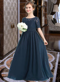 India A-LineScoopNeckFloor-LengthChiffonJuniorBridesmaidDress#148411 STIP0013631