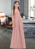 Dixie A-Line Scoop Neck Floor-Length Chiffon Junior Bridesmaid Dress With Ruffle STIP0013632