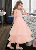 Yadira A-Line Scoop Neck Ankle-Length Organza Junior Bridesmaid Dress With Beading Sequins STIP0013633