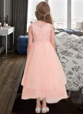 Yadira A-Line Scoop Neck Ankle-Length Organza Junior Bridesmaid Dress With Beading Sequins STIP0013633