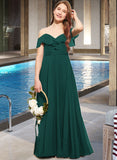 Bryanna A-Line Off-the-Shoulder Floor-Length Chiffon Junior Bridesmaid Dress With Cascading Ruffles STIP0013635