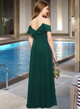 Bryanna A-Line Off-the-Shoulder Floor-Length Chiffon Junior Bridesmaid Dress With Cascading Ruffles STIP0013635