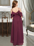 Judy A-Line Off-the-Shoulder Asymmetrical Chiffon Junior Bridesmaid Dress With Cascading Ruffles STIP0013636