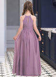 Sara A-LineScoopNeckFloor-LengthChiffonJuniorBridesmaidDressWithRuffle#119580 STIP0013647