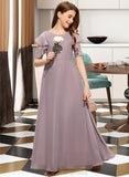 Alice A-Line Scoop Neck Floor-Length Chiffon Junior Bridesmaid Dress With Cascading Ruffles STIP0013649