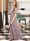 Alice A-Line Scoop Neck Floor-Length Chiffon Junior Bridesmaid Dress With Cascading Ruffles STIP0013649