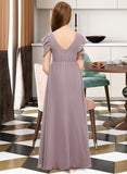 Alice A-Line Scoop Neck Floor-Length Chiffon Junior Bridesmaid Dress With Cascading Ruffles STIP0013649