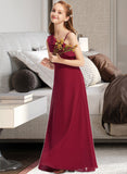 Haylee A-Line One-Shoulder Floor-Length Chiffon Junior Bridesmaid Dress With Ruffles STIP0013650