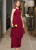 Alexia A-Line Scoop Neck Floor-Length Chiffon Junior Bridesmaid Dress With Ruffle STIP0013654