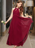 Alexia A-Line Scoop Neck Floor-Length Chiffon Junior Bridesmaid Dress With Ruffle STIP0013654