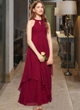 Alexia A-Line Scoop Neck Floor-Length Chiffon Junior Bridesmaid Dress With Ruffle STIP0013654