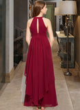 Alexia A-Line Scoop Neck Floor-Length Chiffon Junior Bridesmaid Dress With Ruffle STIP0013654