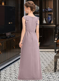 Nan A-Line Scoop Neck Floor-Length Chiffon Junior Bridesmaid Dress With Bow(s) Cascading Ruffles STIP0013659