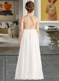 Micah A-Line Scoop Neck Floor-Length Chiffon Sequined Junior Bridesmaid Dress STIP0013662