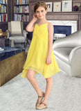 Cornelia A-Line V-neck Knee-Length Chiffon Junior Bridesmaid Dress With Ruffle STIP0013664