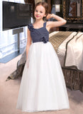 Skye A-Line Sweetheart Floor-Length Chiffon Tulle Junior Bridesmaid Dress With Ruffle Flower(s) STIP0013665