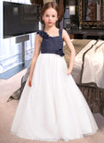 Skye A-Line Sweetheart Floor-Length Chiffon Tulle Junior Bridesmaid Dress With Ruffle Flower(s) STIP0013665