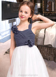 Skye A-Line Sweetheart Floor-Length Chiffon Tulle Junior Bridesmaid Dress With Ruffle Flower(s) STIP0013665