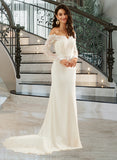 Karlee Trumpet/Mermaid Off-the-Shoulder Court Train Wedding Dress With Lace STIP0013680